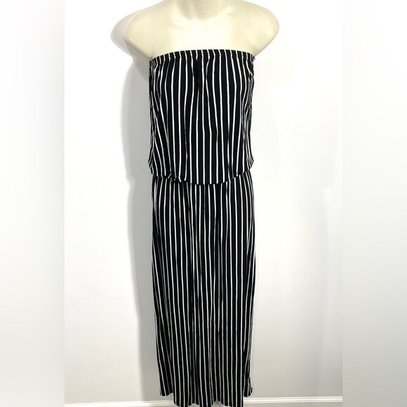Venus Lascana Black Stripe Strapless Maxi Dress - Picture 2 of 8